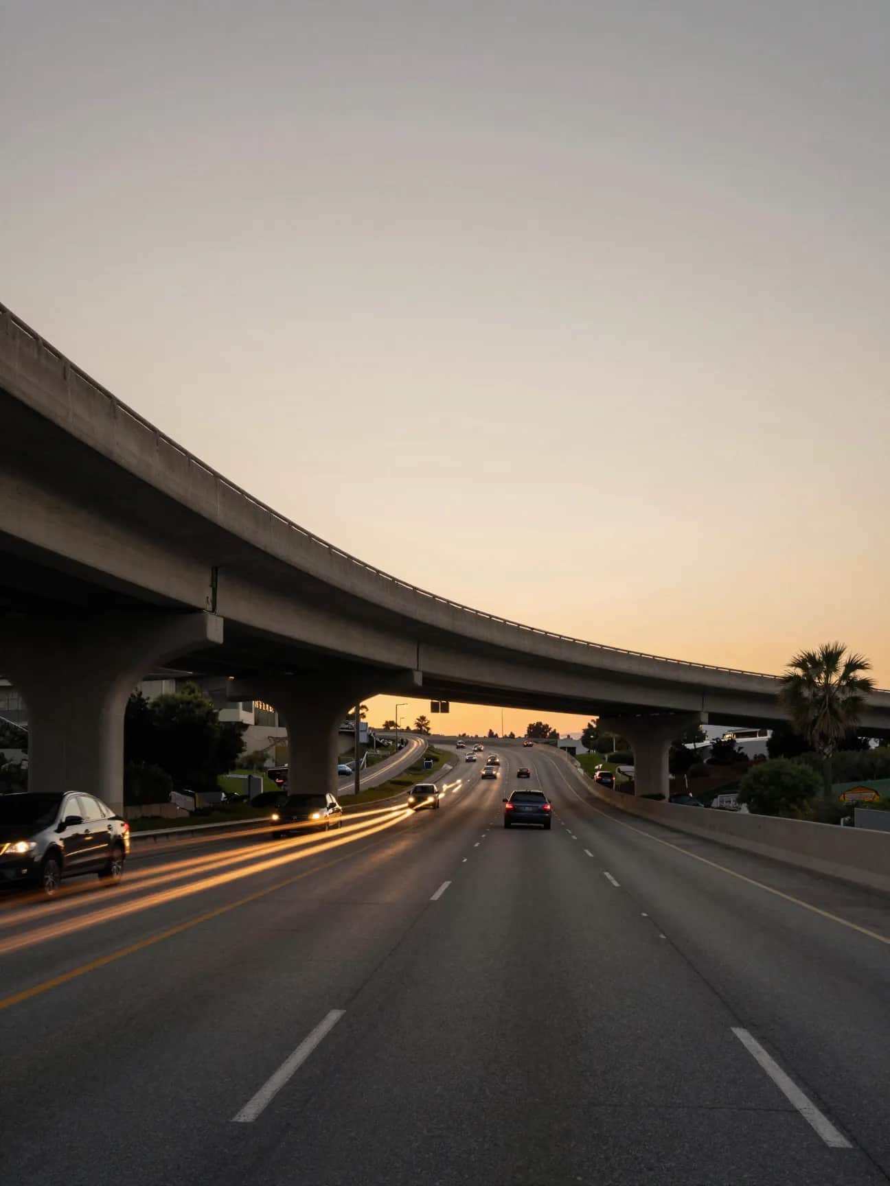 California freeway at dusk